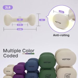 YOTTOY Weights Dumbbells Set for Women,2-15 Pound Dumbbells Set of 2, Non-Slip Hand Weights for Home Workouts, Portable Strength Training Neoprene dumbbells