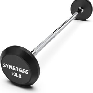 Synergee Fixed Barbell Pre Weighted Straight Steel Bar with Rubber Weights – Fixed Weight