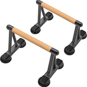 Dolibest Push Up Bar, 12” High Parallettes Bars with Wooden Handles, Stable and Comfortable Calisthenics Equipment, Suitable for Handstand, L-Sit, Dip Bar, Strength Training for Indoor Outdoor Use