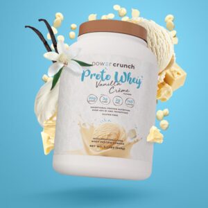 Power Crunch Proto Whey Vanilla Crème Protein Powder, 20g Protein, 26 Servings 1 Container of 2.1 LBS (949 g)