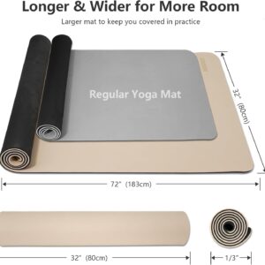 Wide Yoga Mat-80cm Non Slip Extra Thick 1/3” Fitness Exercise Mat TPE Material High Resiliency Hot Yoga Mats(72“L x 32″W) With Carry Strap for Women Yoga Pilates, Home Floor Workout