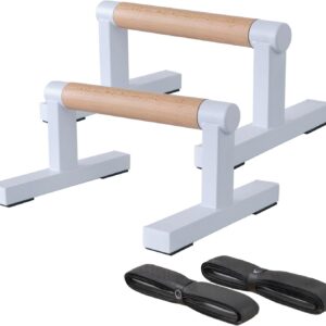 BESTWEI Wooden Parallettes Push Up Bars for Floor, Strength Training Pushup Stands Handles for Home Calisthenics, Fitness, Floor Workouts Solid Wood with White Metal Bracket, Support 500 lbs