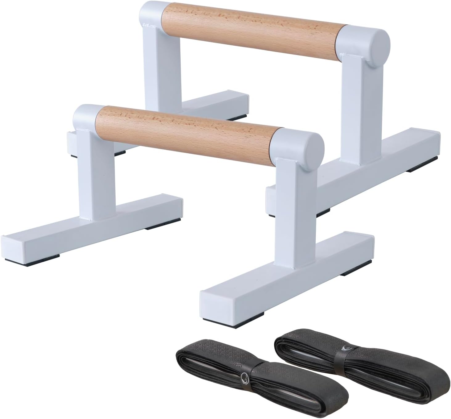 BESTWEI Wooden Parallettes Push Up Bars for Floor, Strength Training Pushup Stands Handles for Home Calisthenics, Fitness, Floor Workouts Solid Wood with White Metal Bracket, Support 500 lbs