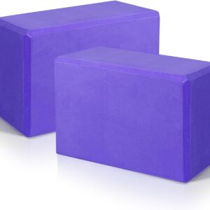 Yoga Blocks 2 Pack 9x6x3 Inches, Sturdy Foam Yoga Block, Premium EVA, Non Slip High Density for Pilates Meditation, Stretching and Toning