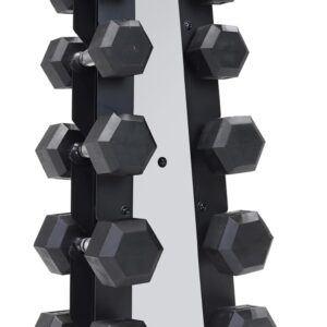 CAP Barbell Rubber Coated Dumbbell Weight Set with Vertical Rack | 100 lb, 150 lb, and 210 lb Options