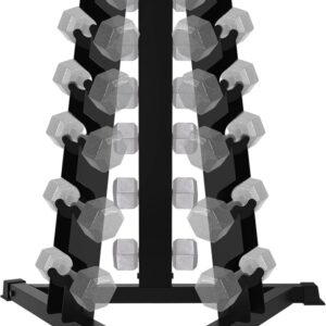 Balelinko Dumbbell Rack Stand Only, 6 Tier Triangular Frame Dumbbell Rack, Dumbbell Holder with 18 Dumbbell Storage Placements, 900 lbs Weight Capacity Weight Storage Stand for Home Gym，Black