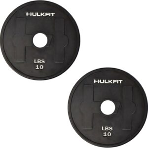 HulkFit 2-inch Rubber Coated Steel Weight Plates Set for Loadable Dumbbell Bar & Plate Only Strength Training – Black