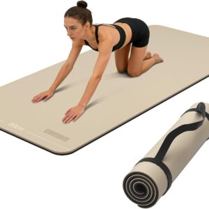 Wide Yoga Mat-80cm Non Slip Extra Thick 1/3” Fitness Exercise Mat TPE Material High Resiliency Hot Yoga Mats(72“L x 32″W) With Carry Strap for Women Yoga Pilates, Home Floor Workout