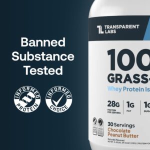 Transparent Labs Grass-Fed Whey Protein Isolate – Naturally Flavored, Gluten Free Whey Protein Powder with 28g of Protein per Serving & 9 Amino Acids – 30 Servings, Oatmeal Chocolate Chip Cookie
