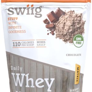 swiig Premium Daily Whey Matrix, Chocolate 2.2lb – 20g Protein per Serving with Amino Acids for Muscle Recovery – Gluten-Free, Non-GMO, No Fillers, No Artificial Flavors