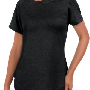 Women’s Long Workout Tops,Short Sleeve Dry-Fit Mesh Open Back Loose Fit Gym Athletic Running Shirts Exercise Tee