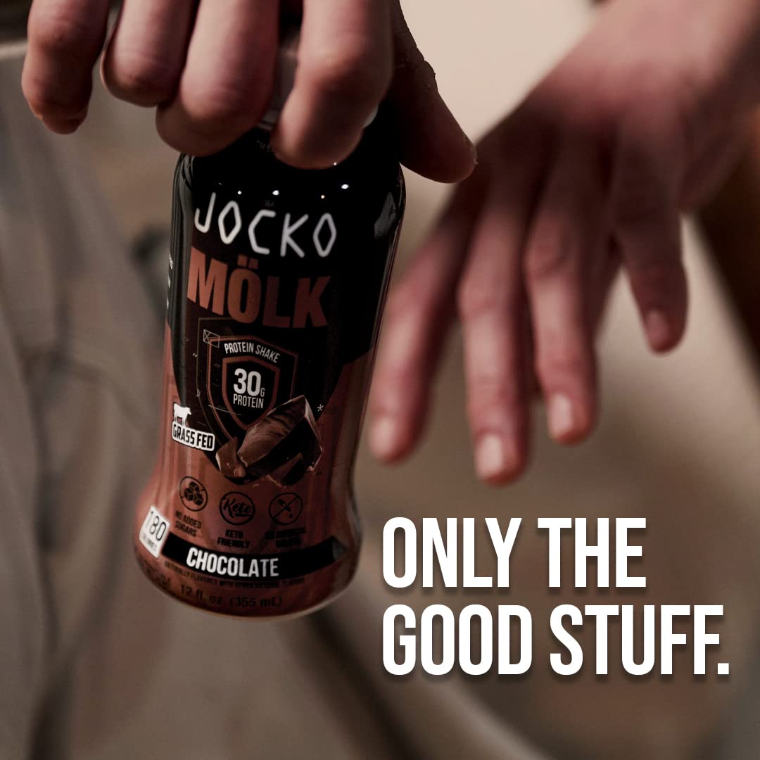 Jocko Mölk 30g Grass Fed Protein Shakes – No Added Sugar Protein Drinks KETO Friendly - Ready to Drink 12 FL Oz (Pack of 12) Chocolate - Image 6