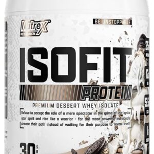 Nutrex Research IsoFit Whey Protein Powder Instantized 100% Whey Protein Isolate (30 Servings (Pack of 1), Cookies & Cream)