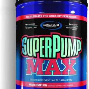 Gaspari Nutrition SuperPump MAX, The Ultimate Pre Workout Powder, Sustained Energy Preworkout, Nitric Oxide Booster, Muscle Growth, Recovery & Replenishes Electrolytes (40 Serving, Watermelon)