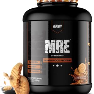REDCON1 MRE Protein Powder, Peanut Butter Cookie – Meal Replacement Protein Blend Made with MCT Oil & Whole Foods – Protein with Natural Ingredients to Aid in Muscle Recovery (25 Servings)