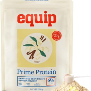 Equip Foods Prime Protein Powder | Clean, Grass Fed Beef Protein Powder | Carnivore Protein Isolate | Paleo, Keto Friendly | Gluten & Dairy Free | Helps Build & Repair Tissue | 30 Servings, Vanilla