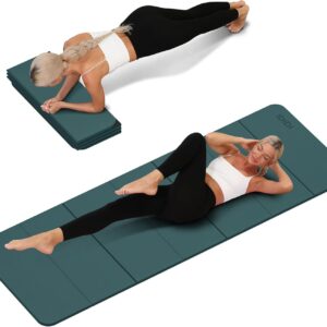 Foldable Yoga Mat Extra Thick 0.32 Inches Eco-Friendly POE Material, Non-Slip Design Fitness Mats, Multi-Purpose Workout Mats For Studio or Home Use (70 x 24 x 0.32 inches）