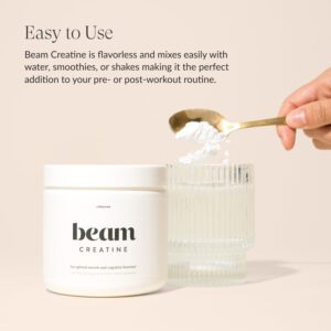 Beam Creatine Powder, Third Party Tested, Micronized Creatine Monohydrate Supplement, Creatine for Women and Men, Muscle Strength, Workout Recovery, Health and Wellness Gift, 30 Servings, Unflavored