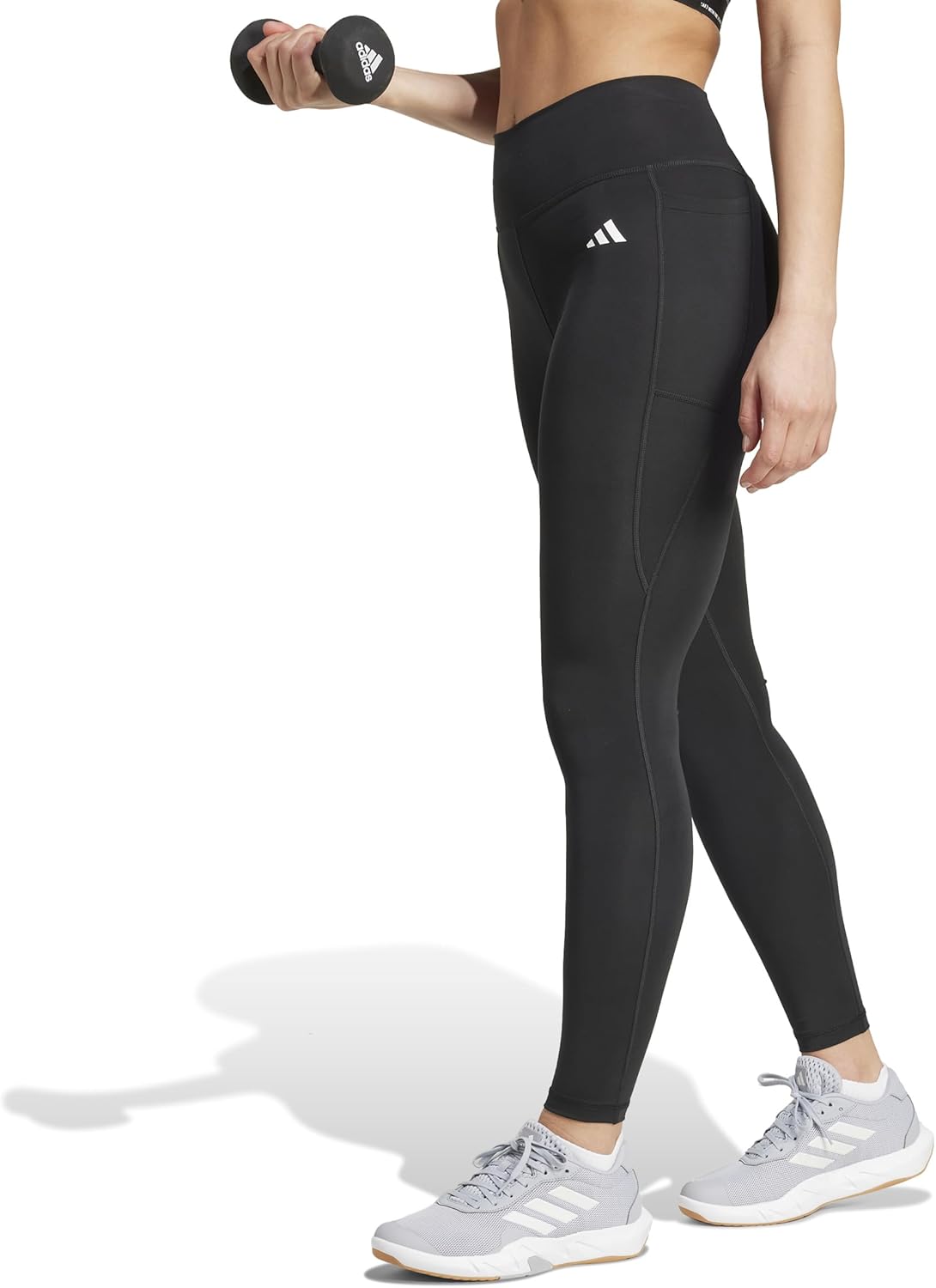 Adidas Womens Optime Essentials Stash Pocket Full-Length Leggings - Image 3