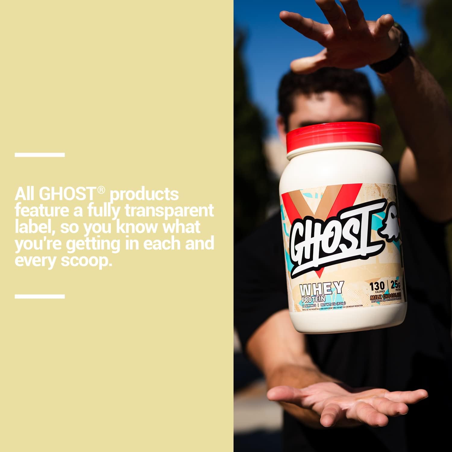 GHOST Whey Protein Powder, Milk Chocolate - 2LB, 25G of Protein - Whey Protein Blend - Post Workout Fitness & Nutrition Shakes, Smoothies, Baking & Cooking - Soy & Gluten-Free - Image 5