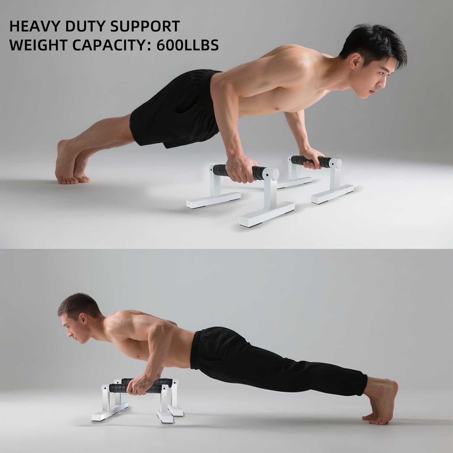 BESTWEI Wooden Parallettes Push Up Bars for Floor, Strength Training Pushup Stands Handles for Home Calisthenics, Fitness, Floor Workouts Solid Wood with White Metal Bracket, Support 500 lbs - Image 5