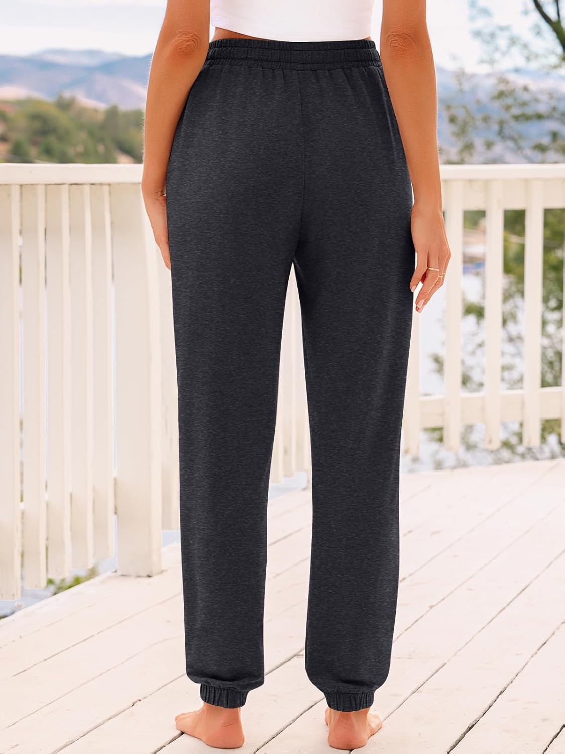 AUTOMET Women‘s High-Waisted Sweatpants with Pockets, Loose Lounge & Pajama Pants for Fall, Winter, Spring Yoga Travel - Image 4