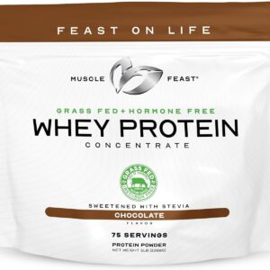 Muscle Feast Grass-Fed Whey Protein Concentrate Powder, All Natural, Hormone Free Pasture Raised Whey Protein Powder for Women & Men, Clean, Non-GMO & Gluten Free Whey Concentrate – Chocolate, 5lb