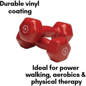 Body-Solid Tools Vinyl Dumbbell for Aerobic Strength Training and Physical Therapy, Hand Weights for Men and Women, Commercial and Home Gym Free Weights Hex End Dumbbells
