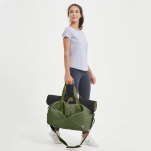 Ceneda 20″ Gym Bag for Women with Wet Pocket & Shoe Compartment, Lightweight Duffel Waterproof Carry On Duffle for Travel, Yoga, Overnight (Green)