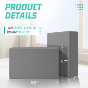 Yoga Block 4 Pack, Supportive Latex-Free EVA Foam, Soft Exercise Blocks Non-Slip Surface with Beveled Edges, Yoga Essentials for Stability, Balance, Deepen Stretches