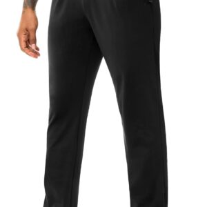 MIER Mens Athletic Sweatpants for Workout Gym Running Jogging Active Lightweight Track Sweat Pants, 3 Zipper Pockets Bottoms