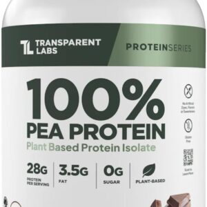 Transparent Labs 100% Pea Protein Powder – 28g Organic Plant Protein per Serving, Clean Pea Isolate Powder, USDA Organic, Vegan, Gluten-Free, Sugar-Free, Non-GMO – 30 Servings, Chocolate