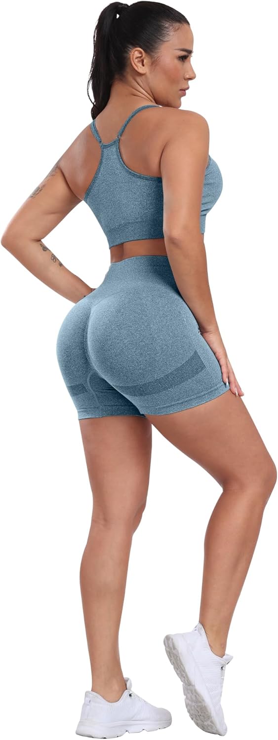 CHRLEISURE Women's 4 Packs Workout Gym Shorts, High Waisted Butt Lifting Scrunch Butt Seamless Booty Shorts - Image 5