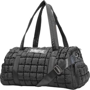 Gym Bag with Shoe Compartment and Yoga mat holder, Duffle Bag with Wet Pocket and Cup holder 40 oz, Weekender Bag, Carry On Overnight Bag for Women with Toiletry Bag (Black)