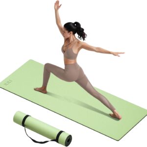 ILILI Yoga Mat 10mm Extra Thick and 193cm Extra Long, 76×28×0.4 Inch, Double Color Non-Slip TPE Material, Easy Carrying with Strap, Ideal for Yoga, Pilates, Floor Exercise, Home and Outdoor Use, Eco Friendly