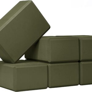 Sunshine Yoga 4″ Yoga Block, 6 Pack Bulk EVA Foam Yoga Blocks, Firm and Supportive Yoga Brick, Balance Foam for Stretching, Pilates, and Workout, 4″ x 6″ x 9″