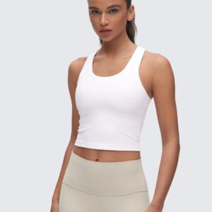 CRZ YOGA Butterluxe Crop Yoga Tank Tops for Women – Workout Athletic Casual Tight Scoop Neck Racerback Sleeveless Shirts