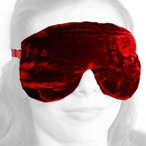 Candi Andi Handmade Opulence Yoga Eye Mask Pillow – Weighted Flaxseed Fill, Unscented, Satin & Velvet, Adjustable Strap – Meditation & Restful Sleep – Ruby Red – TEMF-RD