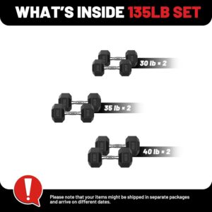 PAPABABE Hex Dumbbell Set 45-550 lb, Rubber Encased Home Gym Dumbbells, Weights Dumbbells for Women & Men, Hand Weight for Strength Training