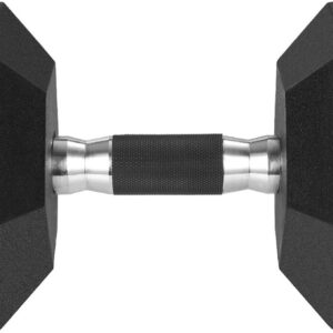 LIFERUN Rubber Grip Dumbbells Rubber Coated Cast Iron, with Anti-Slip Hex Black Dumbbell, Free Weights Dumbbell Set, 60lb/ 65lb/ 70lb/ 75lb dumbbell Single