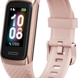 OCTANDRA Active 2 VeryFit Fitness Tracker Heart Rate SpO2 Blood Oxygen Saturation Sleep Monitor 1.05″ Screen Activity Step Counter Pedometer IP68 Waterproof Smart Watches for Men Women (ID155) (Pink)