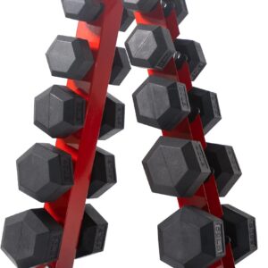 RitFit 60/250/300/350/650LBS Rubber Coated Hex Dumbbell Weight Set with Rack and Adjustable Weight Bench with Multiple Back Positions for Home Gym, Strength Training, Workouts