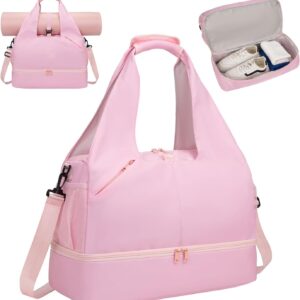 Gym Bag for Women with Shoe Compartment Lightweight Workout Bags Yoga Bag for Women with Yoga Mat Holder Gym Tote for Dance, Sports,Work