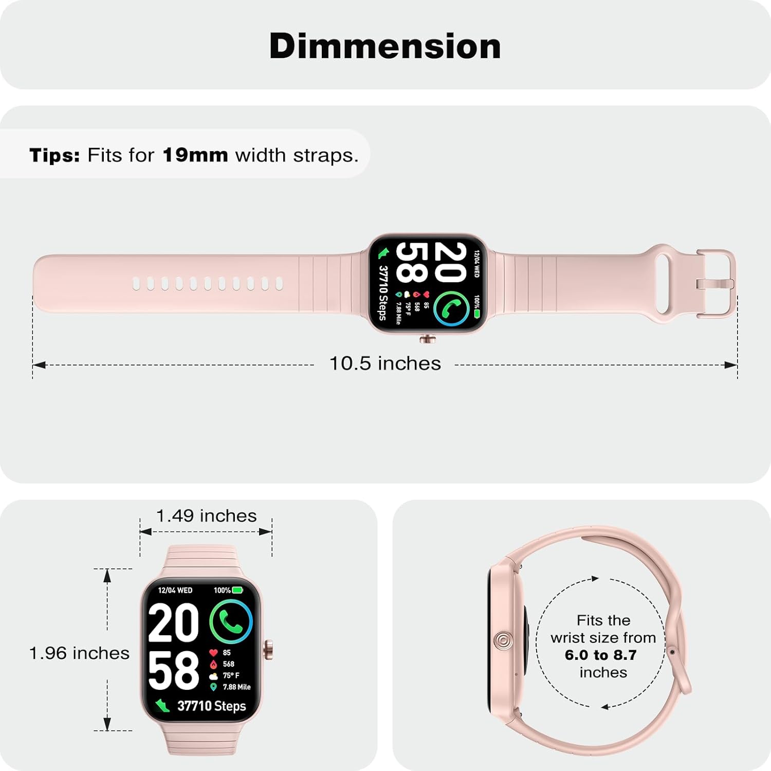 Fitpolo Smart Watch for Women,1.8” Touchscreen, Bluetooth Call, Alexa Built-in,24/7 Heart Rate, SpO2 Monitor, Step Counting, Sleep Tracking, IP68 Waterproof Fitness Tracker Watch for Android iPhone - Image 8