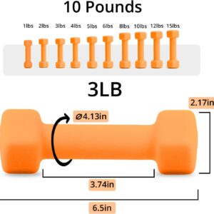 Portzon Weights Dumbbells 10 Colors Options Compatible with Set of 2 Neoprene Dumbbells Set,1-15 LB, Anti-Slip, Anti-roll, Hex Shape