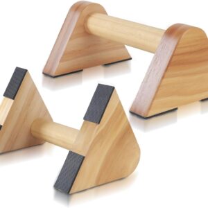 BESTWEI 1 Pair Wood Parallettes Bars Pushup Handles for Men – Calisthenics Equipment Push Up Bars, Gymnastics Handstand Training Planche Bar, Handstand Blocks