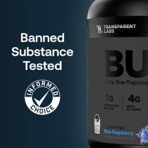Transparent Labs Bulk Black Pre Workout – Clinically Dosed, Sugar Free Preworkout for Men and Women with Beta Alanine Powder, Citrulline Malate, & Caffeine – 30 Servings, Black Cherry