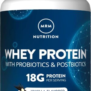 MRM Nutrition Whey Protein | Vanilla Flavored |18g Protein | with 2 Billion probiotics + Digestive enzymes + BCAAs | High Absorption + Digestion | Hormone + antibiotic Free | 33 Servings