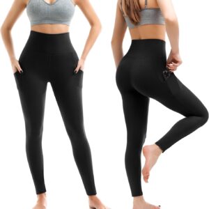 2 Pack Leggings with Pockets for Women, High Waisted Soft Leggings for Yoga Gym