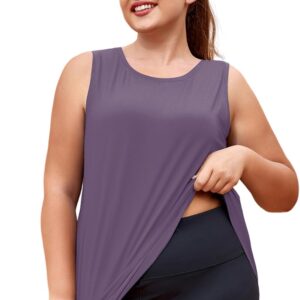 LALAGEN Plus Size Womens Workout Tank Tops Sleeveless Summer Loose Fit Flowy Yoga Athletic Running Shirts